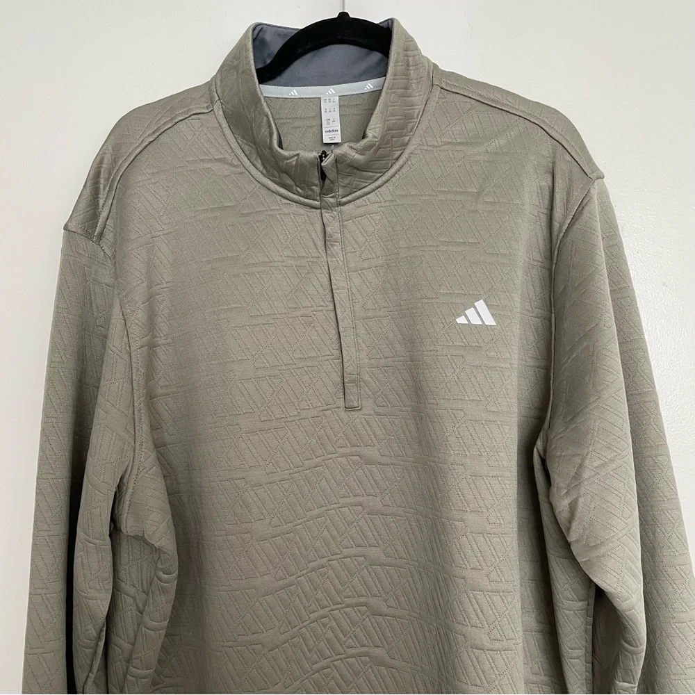 Men’s Adidas Adi Pattern 1/4 Zip Sweatshirt Silver PBL Size 2XL